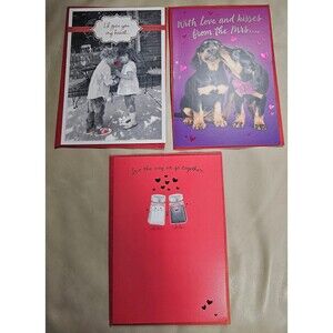 Happy Sweetest Day Lot of 3 Hallmark Greeting Card Salt & Pepper Dachshund Heart